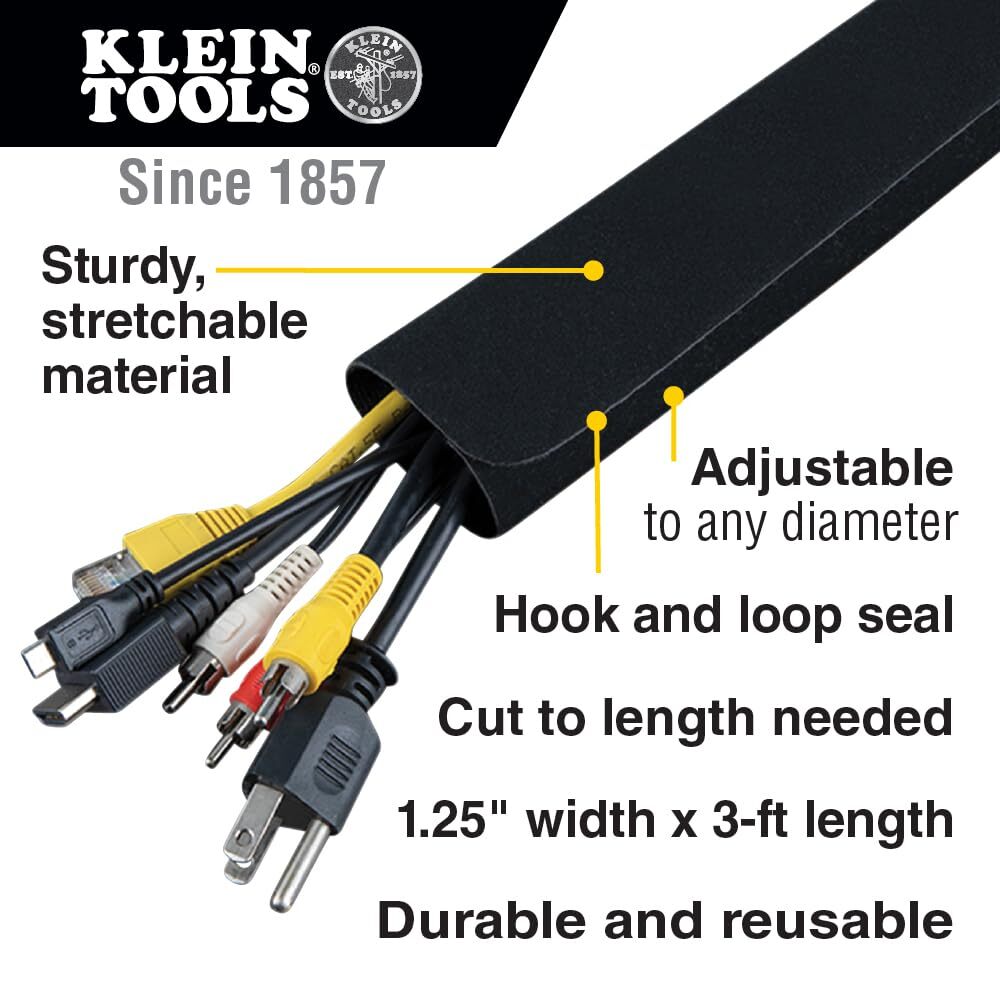 Klein Tools 450-320 Cable Management Sleeve, Cord Management for Home, Office or