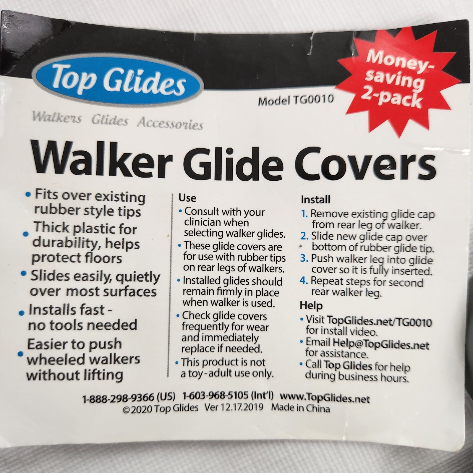 Walker Glide Covers 2pack Plastic Gray
