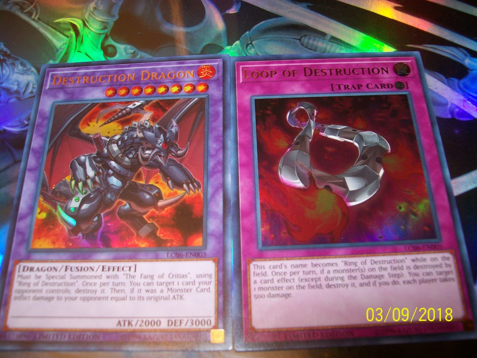 Destruction Dragon Ultra Rare + Loop of Destruction Ultra Rare LC06 Yu-Gi-Oh!