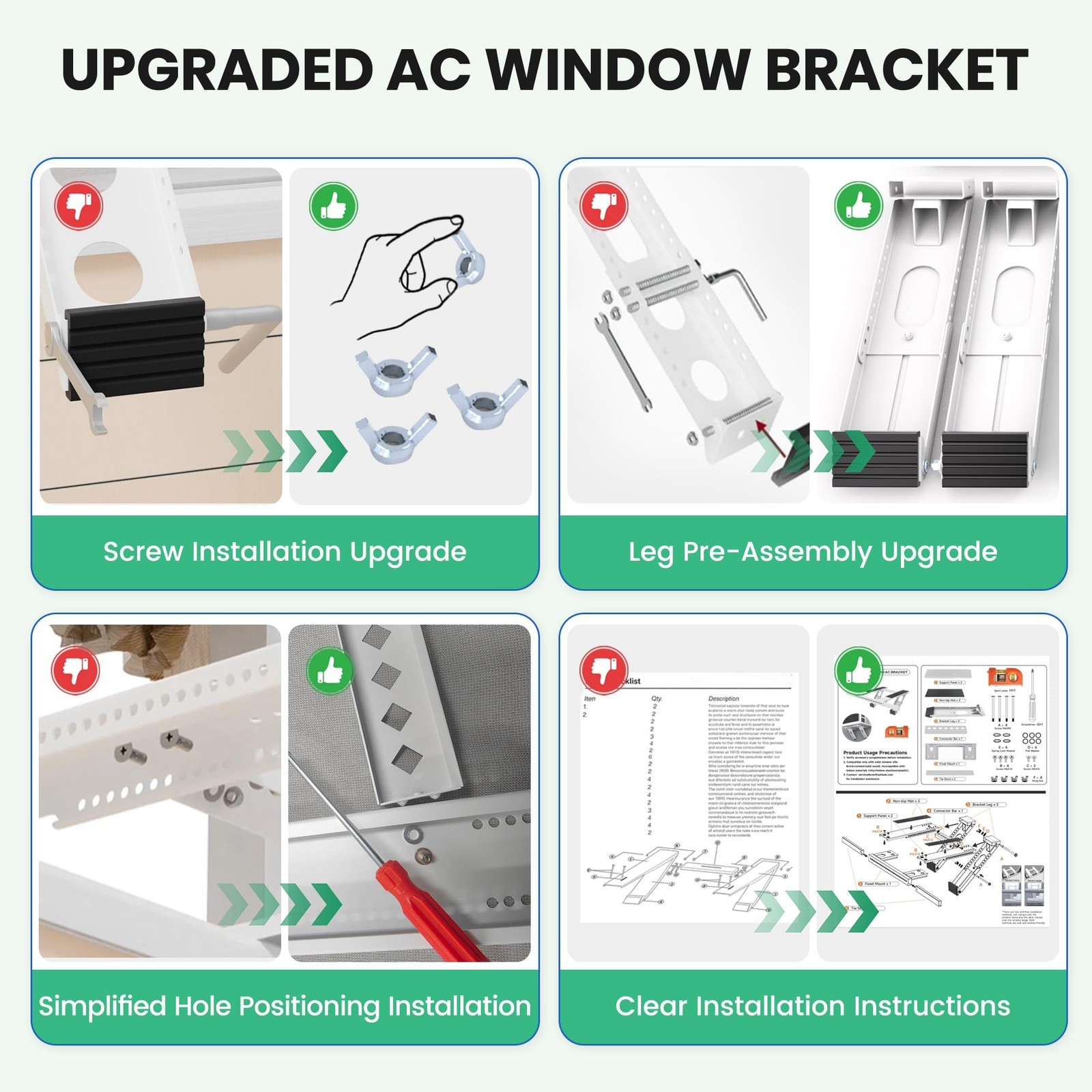 Air Conditioner Support Bracket No Drill: Heavy Duty 350lbs, Adjustable Width...