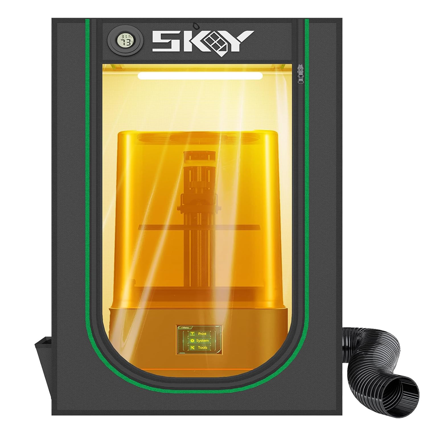 Skouphy Resin 3D Printer Enclosure with Ventilation Kit, LED Light,Thermo-Hygrom