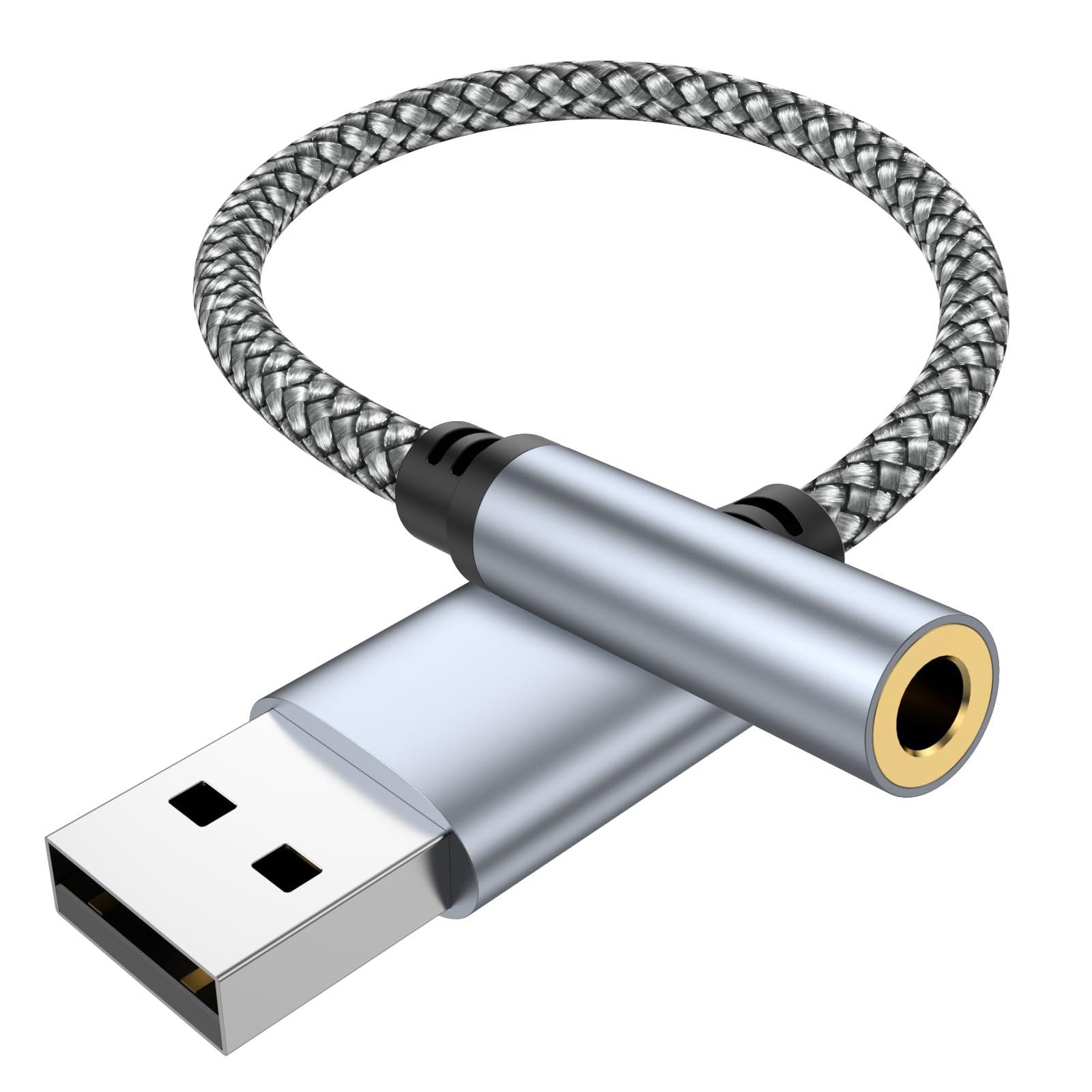 USB to 3.5mm Jack Audio Adapter, USB to Audio Aux Cable External Stereo Sound