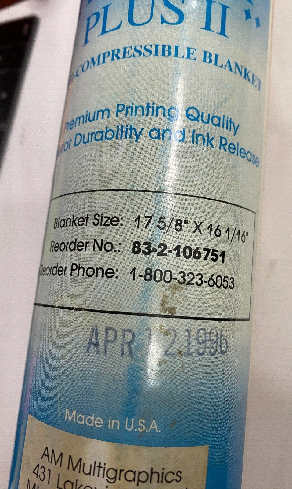 Premium Plus II Offset Blanket for Multigraphics 1850/1860 Offset Press