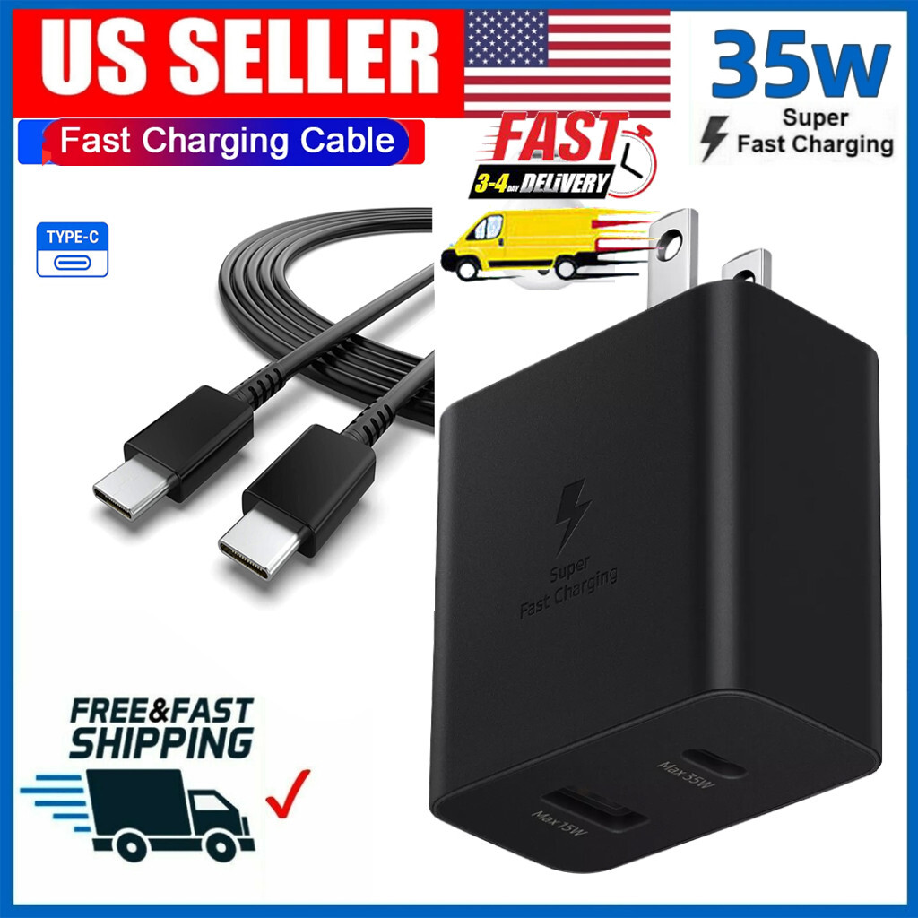 Super 35W PD Power Adapter Duo Wall Charger+Cables Fit Samsung S24-S20 NOTE 20