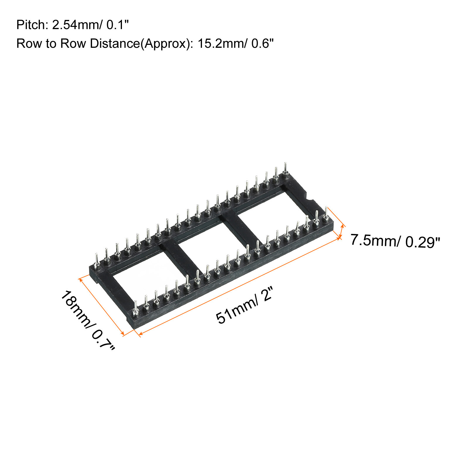 10pcs DIP IC Chip Socket Adapter Round Pin 40P 2.54mm Pitch IC Socket