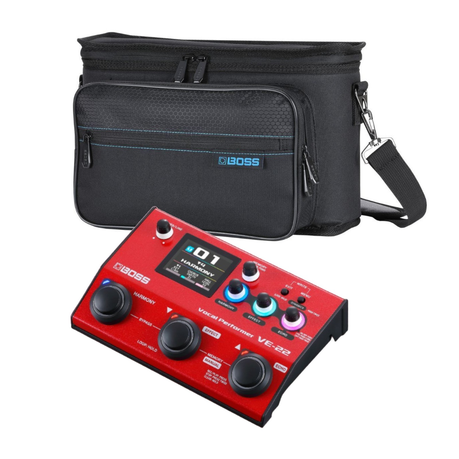 BOSS VE 22 Vocal Performer Portable Multi Effects Processor Bag Bundle