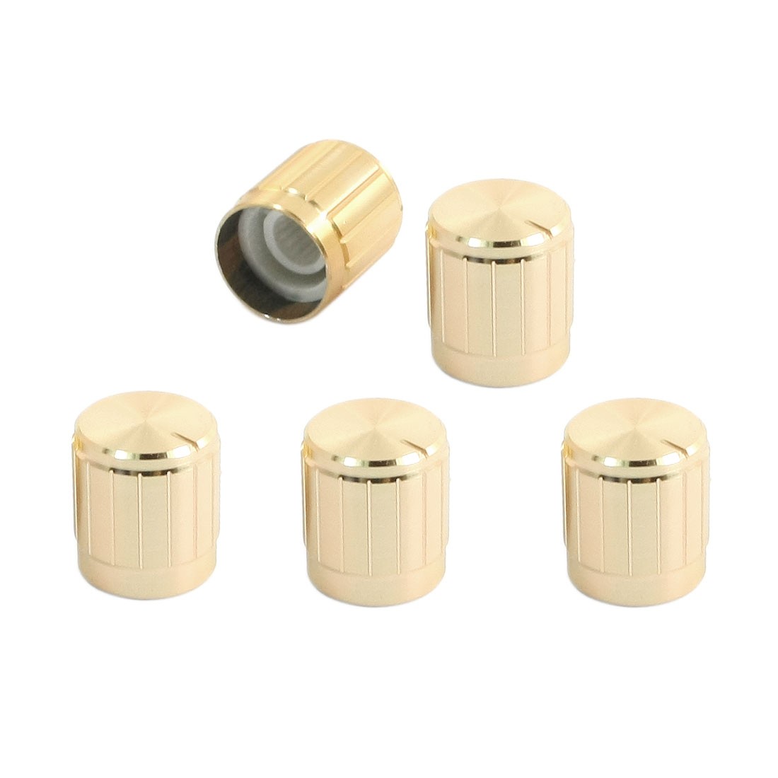 5pcs Volume Control Rotary Knobs For 6mm Knurled Potentiometer Shaft Gold
