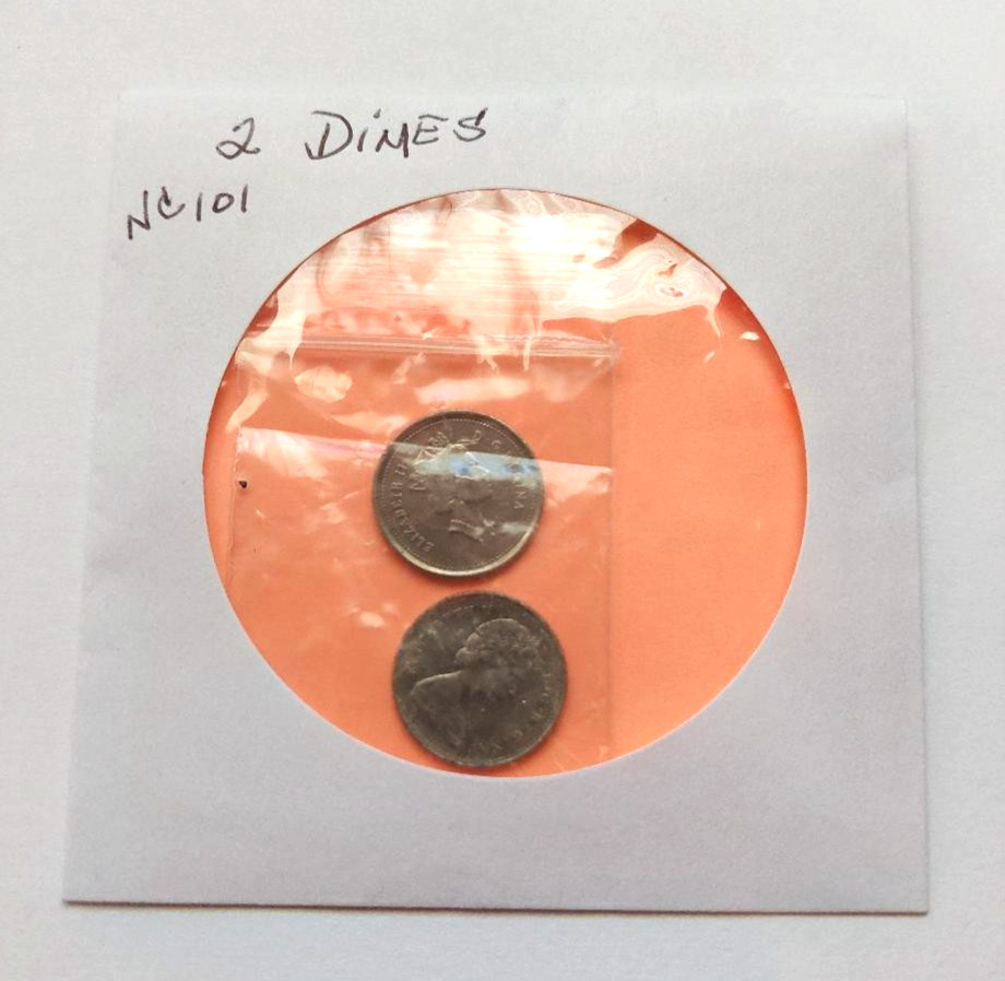 2 VINTAGE and RARE - D.C. REGINA AND Elizabeth II Dimes – Circulated NC101