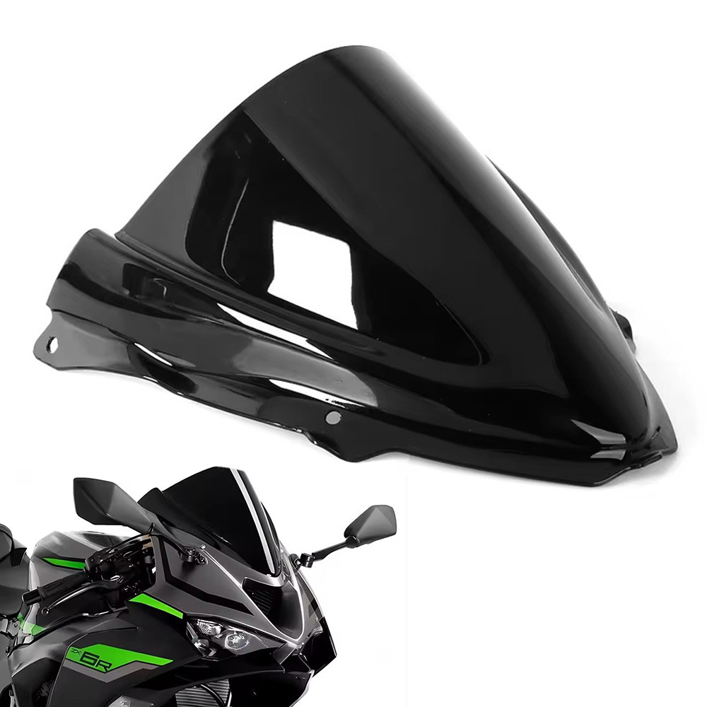 Double Bubble Windscreen Windshield For Kawasaki NINJA ZX6R 636 2024 2025（Black）