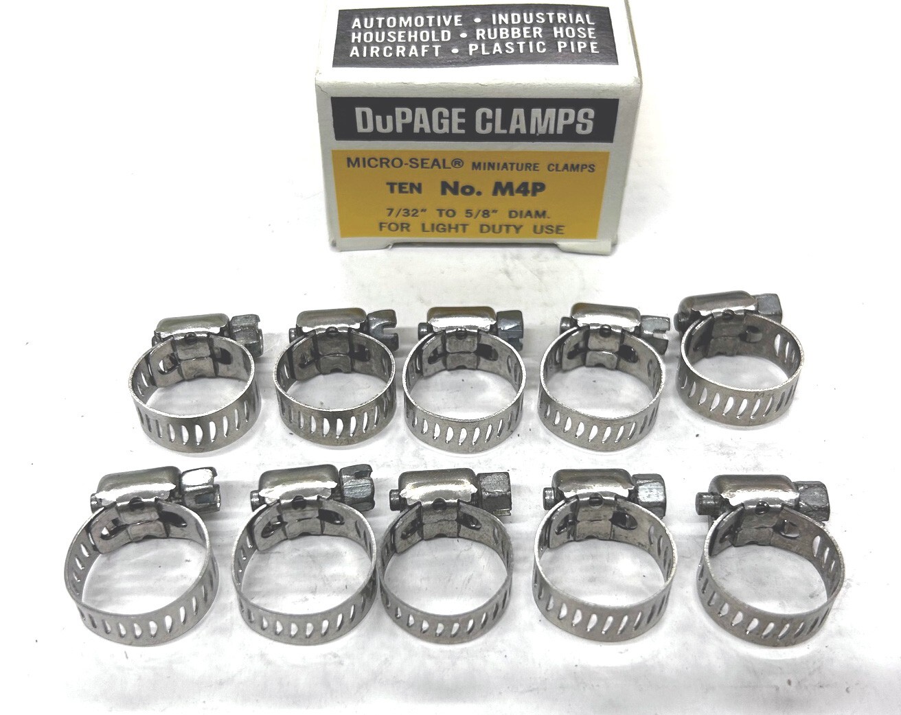 Hose Clamp - Size 4 - 7/32" to 5/8" (1 box) =10 total clamps DuPage USA