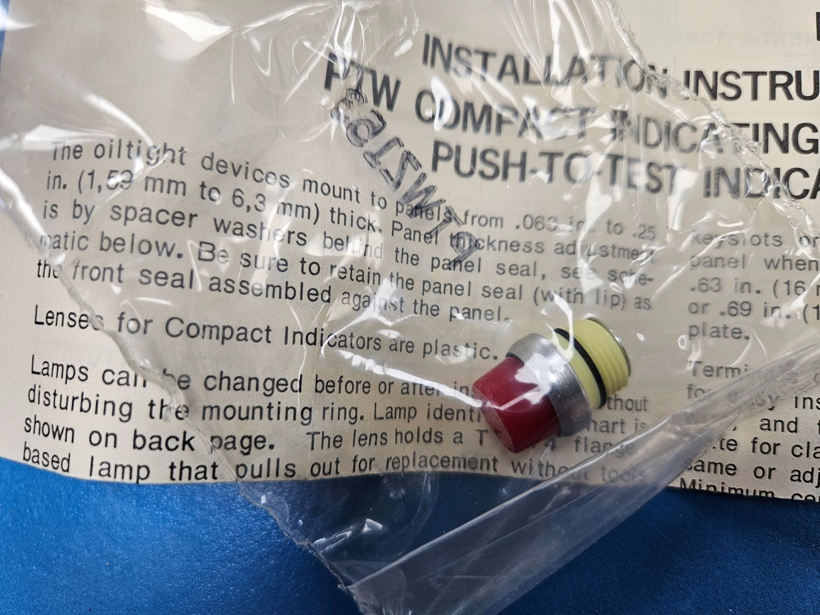 PTW5313 Microswitch Pilot Light 120V Red Indicator PTW5311