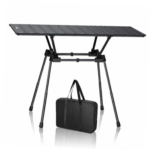 3ft Roll Up Camping Table Max 27.5", 4 Adjustable Heights Aluminum Camping