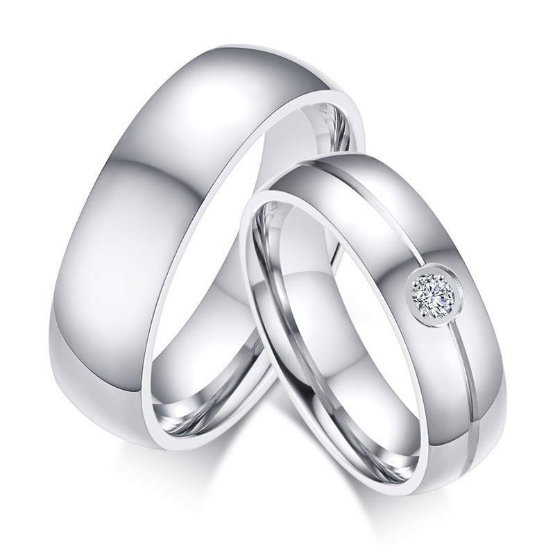 Size 5-13 Silver Couple Rings Band Mens Women's Stainless Steel Engagement Gifts