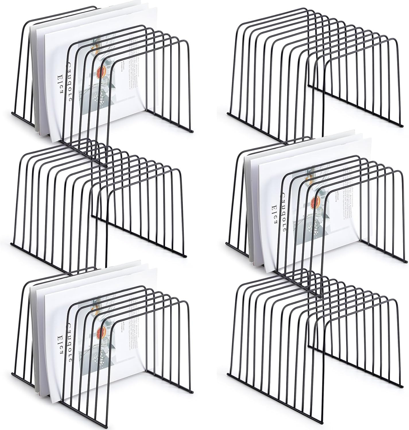 6 Pcs Desktop Organizer Wire Desk File Organizer Vertical Metal Stand up File St