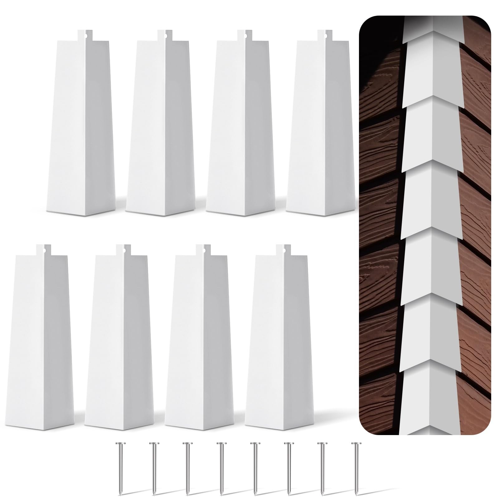 8 Pcs Aluminum Siding Corners 8 Inch Outside White Corner Caps Smooth Siding Tri
