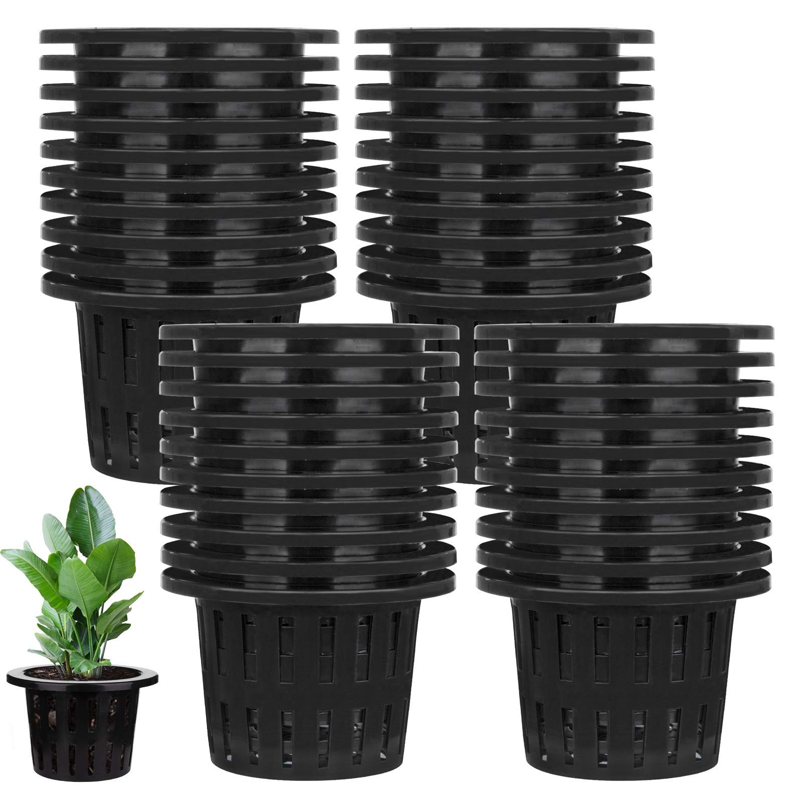 4 Inch Slotted Net Pots 40 Pack Plastic Plant Nursery Baskets for Hydroponics Ga