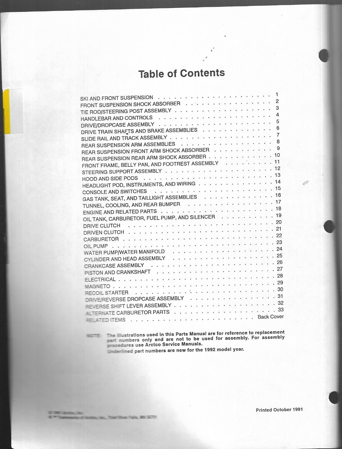 1992 Arctic Cat Snowmobile Illustrated Parts Manual Prowler Special 0650-197