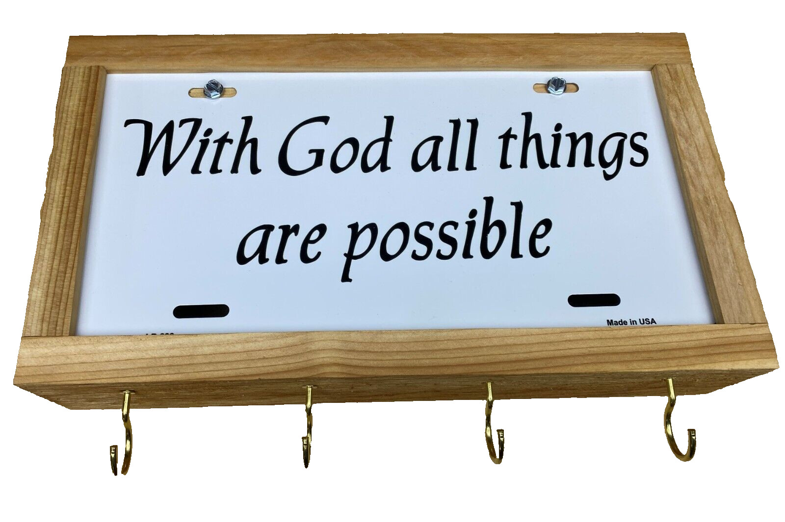 WITH GOD ALL THINGS ARE POSSIBLE Gun Jewelry Concealment Box Wood Wall Art LOCKS
