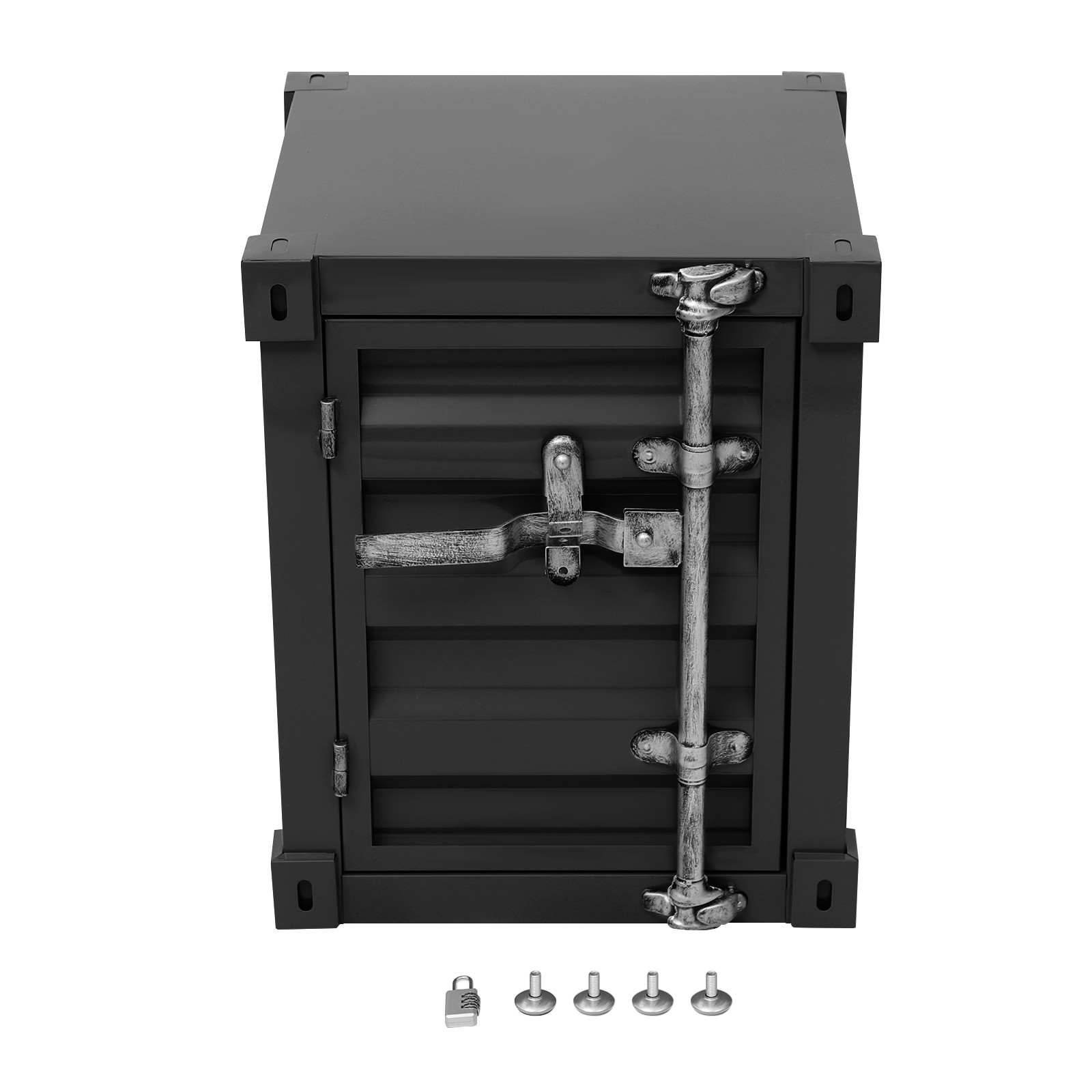 Floorstanding Side Table, Industrial Style Container Cabinet, Iron Bedside Table