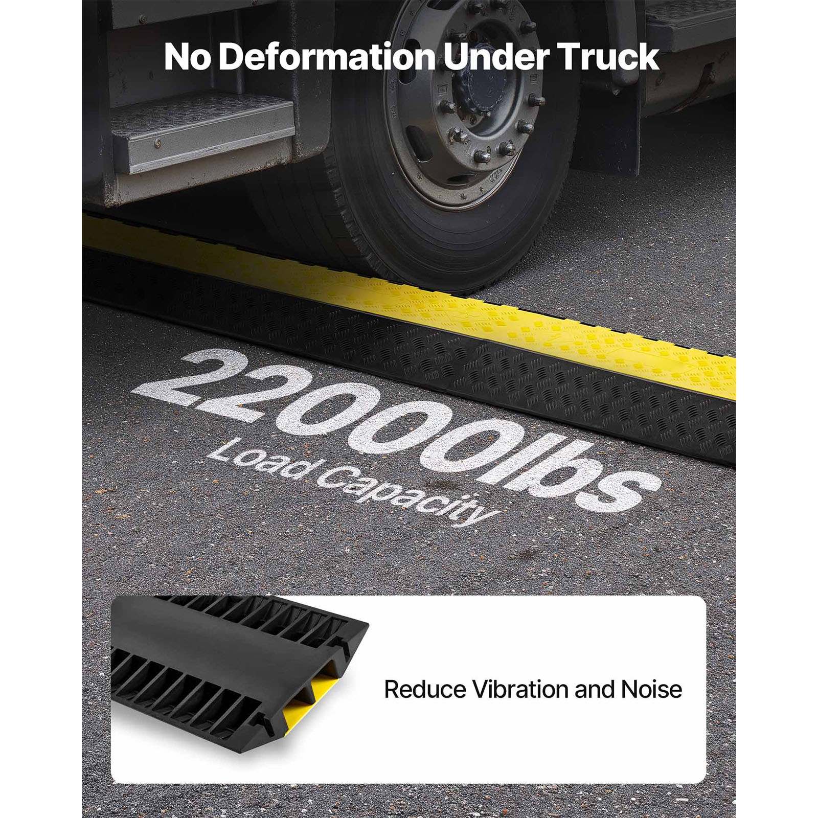 Uimoso Rubber Cable Ramp with 2 Channels, 22000 lbs Axle Load Capacity