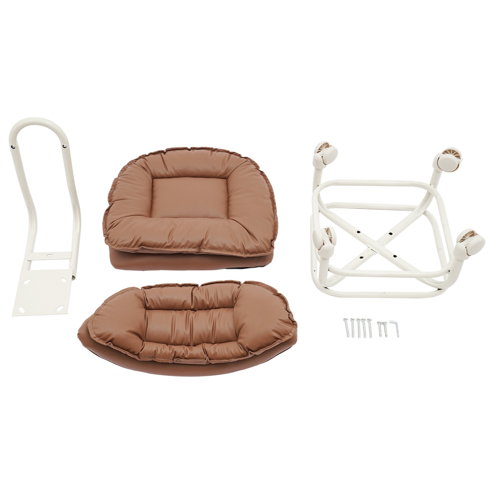 Rolling Stool with Back Rest, Heavy Duty Rolling Stool, Brown Roller Chair