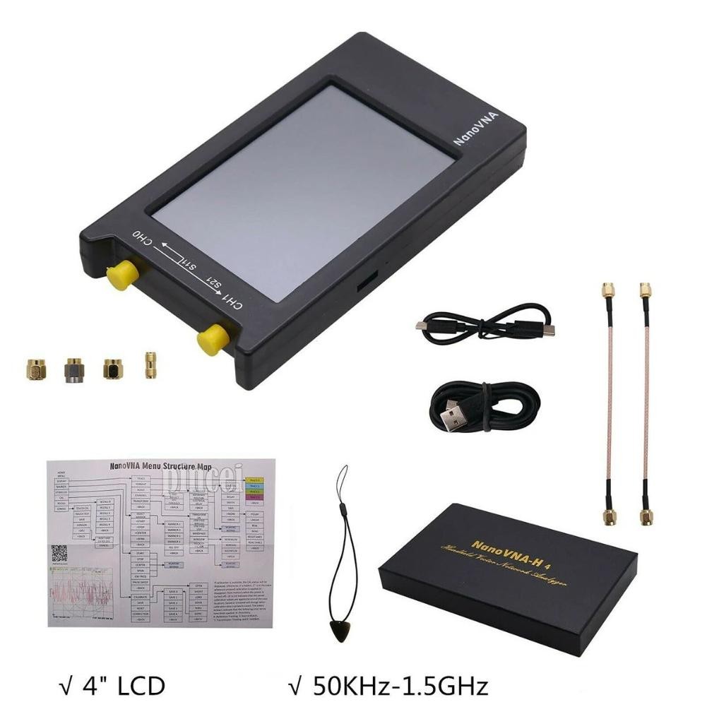 Network Analyzer NanoVNA-H4 4" LCD 50KHz~1.5GHz VNA HF VHF UHF UV Vector