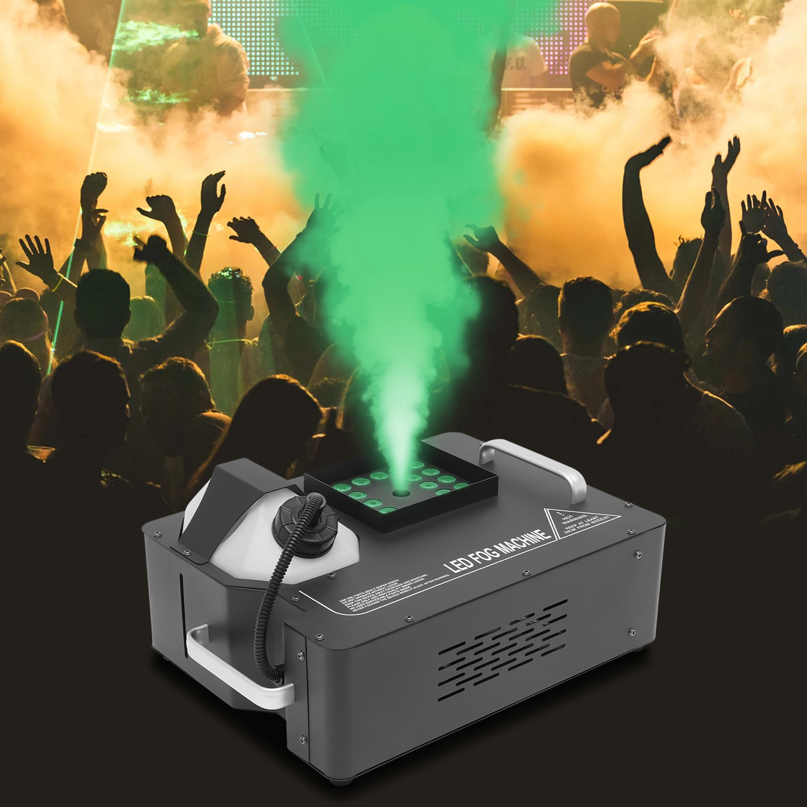 1500W Smoke Fog Machine RGB 24LED Light DMX DJ Party Vertical Spray Fog w/Remote