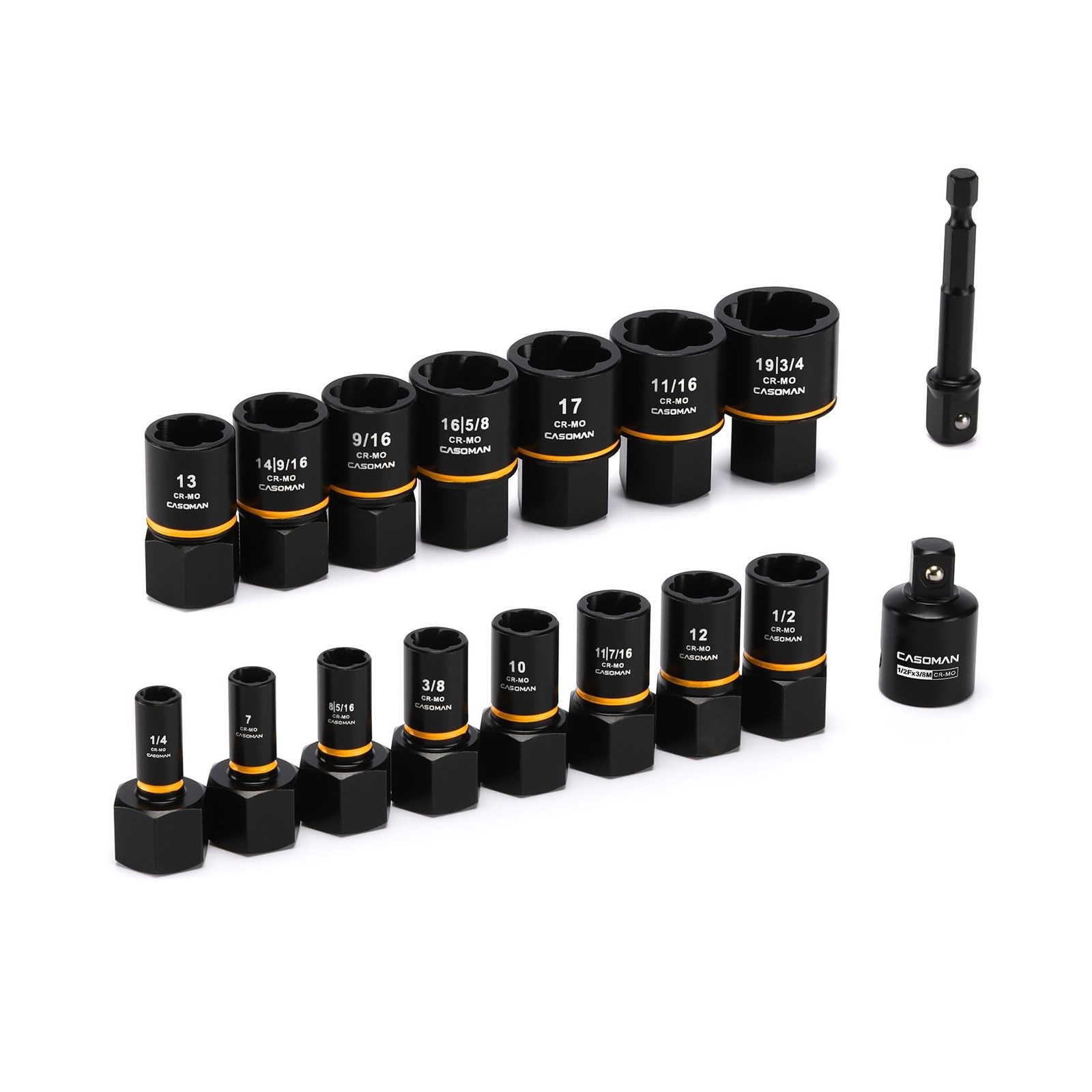 CASOMAN 17-Piece 3/8" Drive Bolt Impact Extraction Socket Set, ... FAST USA SHIP