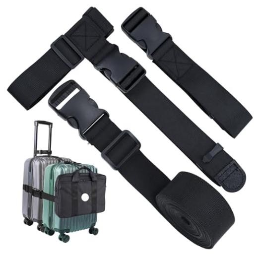 Add a Bag Luggage Strap - Heavy Duty Adjustable X-Large- Width 1.5" - 3 Pack