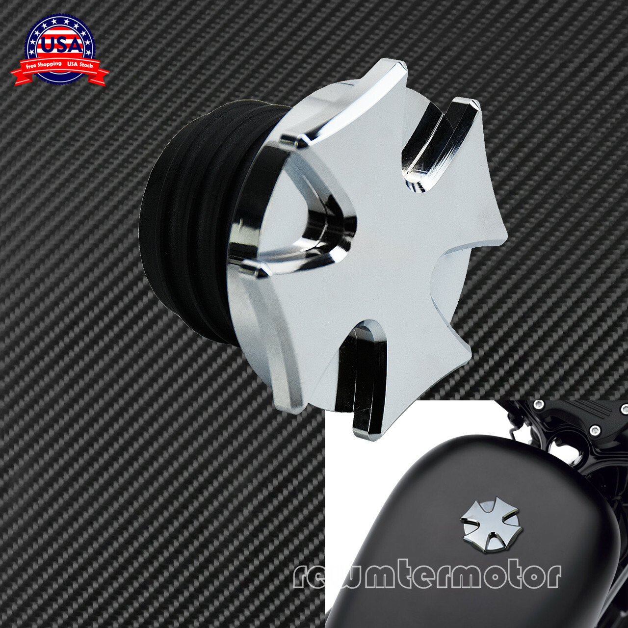 Chrome Cross Gas Cap Fuel Tank Right-hand Thread Fit For Harley Dyna Sportster