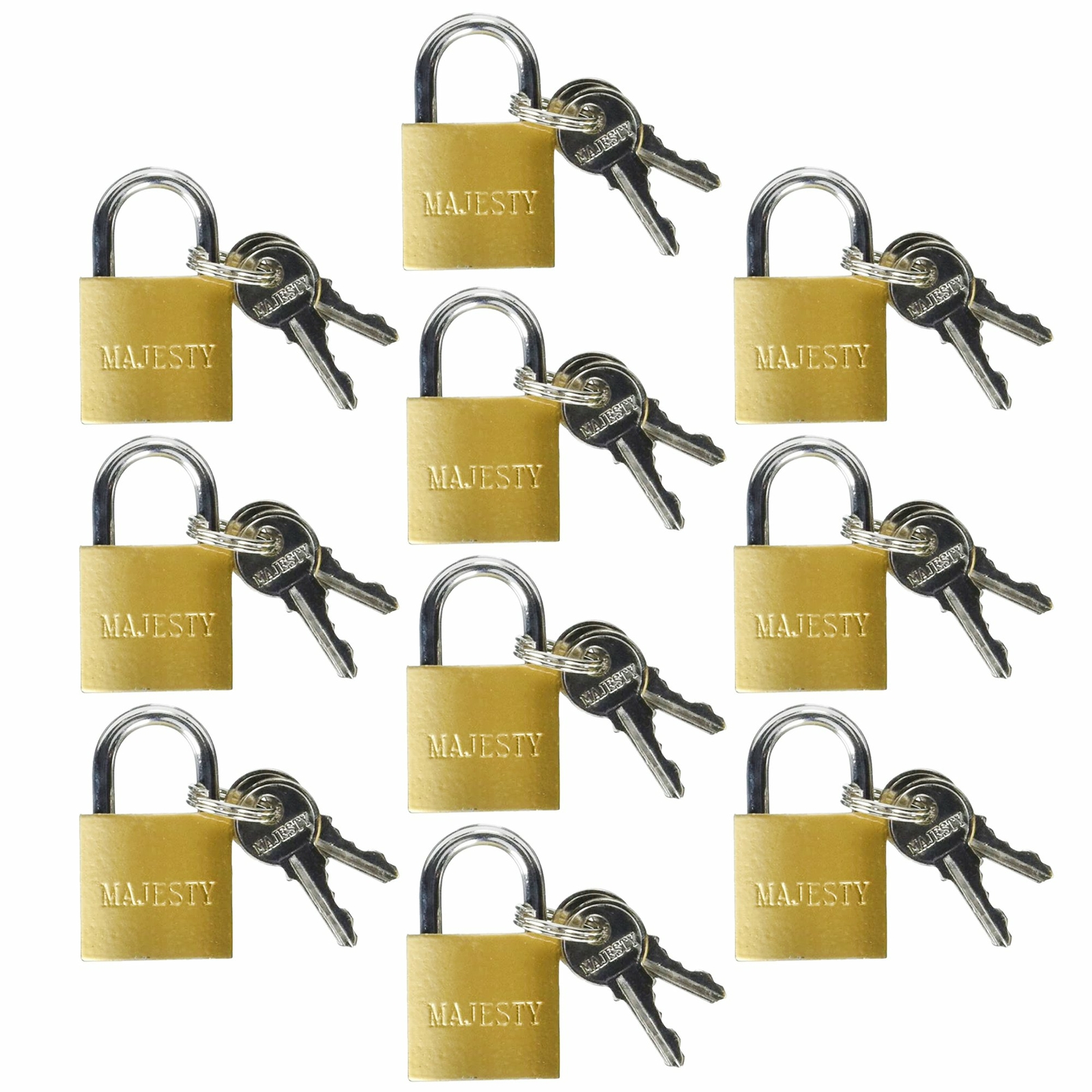 10 Pcs 25mm Solid Brass Mini Padlock Set Pad Locks w/ 2 Keys for Locker Luggage