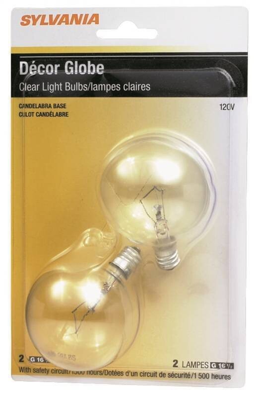 Sylvania 13625 PK2 Decorative Incandescent Lamp LIGHT BULB 25 W G16.5 Candelabra