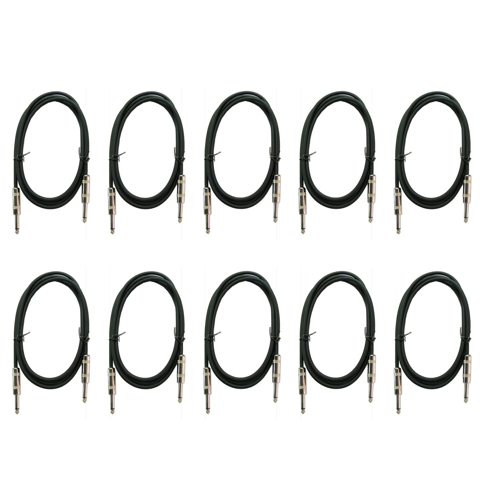 10 PACK LOT 1/4 mono GUITAR instrument keyboard bass pedal patch cable 2 ft foot