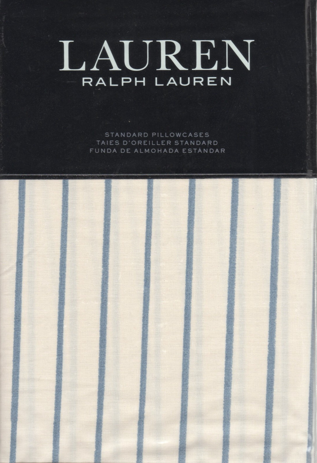 Ralph Lauren 2 Standard Pillowcases Hadley Stripe Cream Blue Nautical Cottage