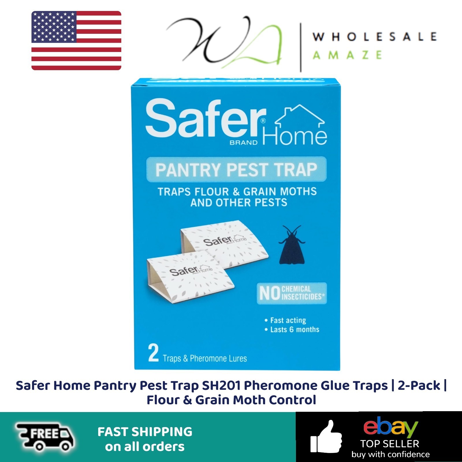 Safer Home Pantry Pest Trap SH201 Pheromone Glue Traps | 2-Pack | Flour & Grain