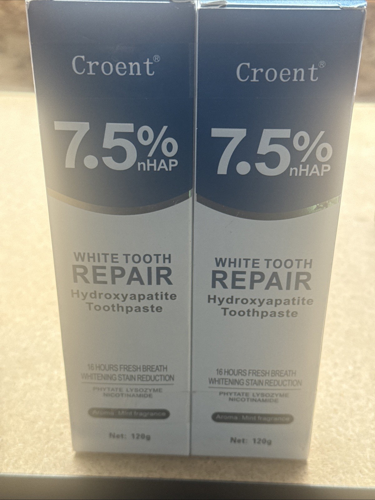 2 x Croent 7.5% Hydroxyapatite White Tooth Re Toothpaste 4.2 oz