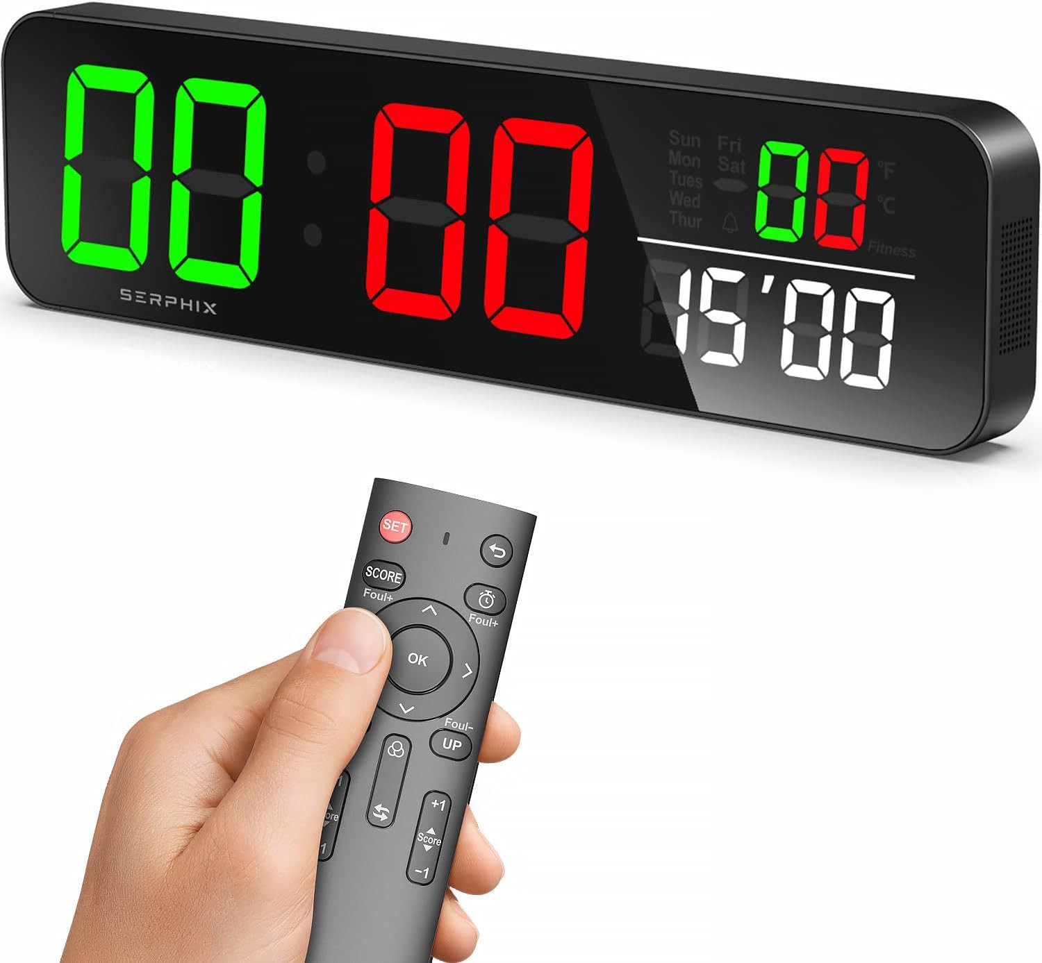 15.2" LED Scoreboard Clock with Countdown Timer & Remote for Sports Games