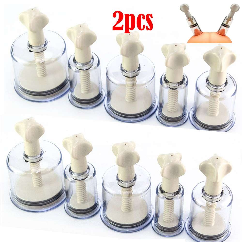 2PCS Vacuum Twist Rotary Cupping Set Nipple Suckers Enlargement NO-Pump Suction