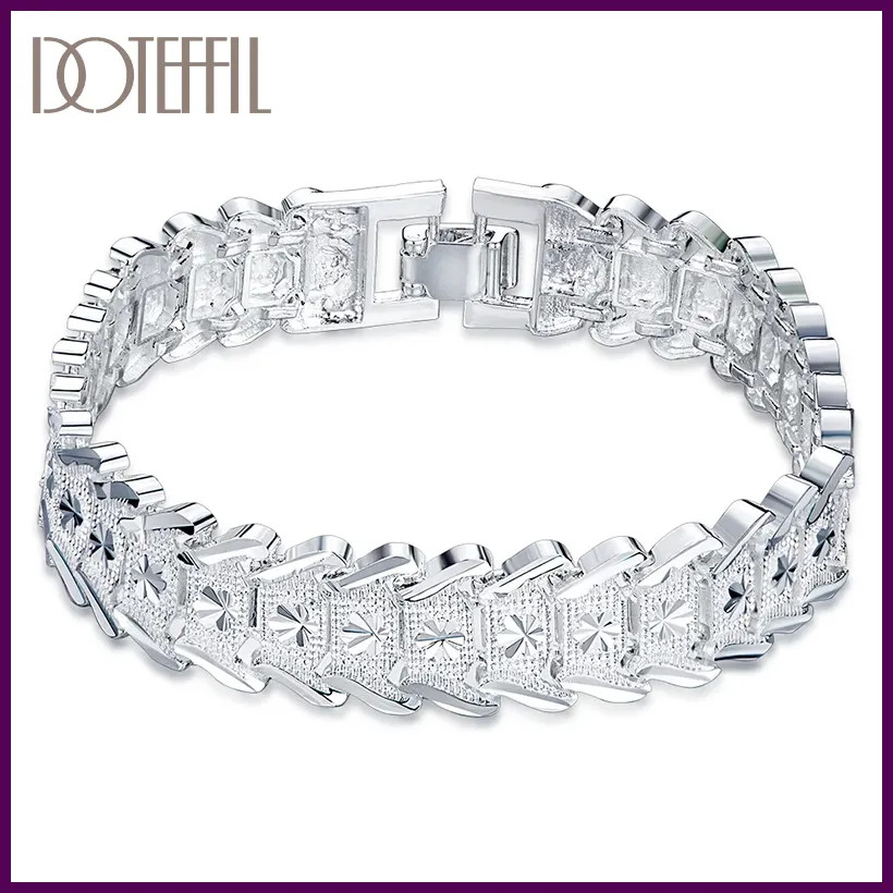 Pulsera Abalorio De Plata Para Hombre Brazalete De Cadena Joya Men Lujo Elegante