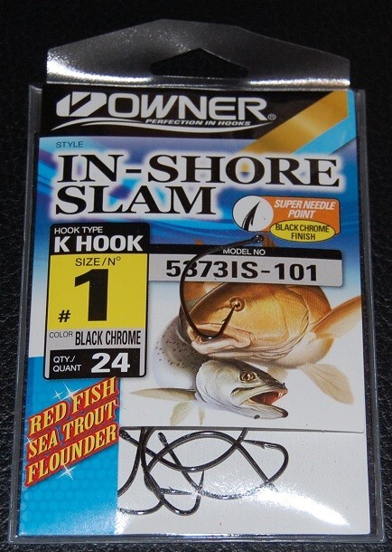 Owner 5373IS-101 In Shore Slam Size 1  K Hooks 24 pack Flounder Red Fish Trout