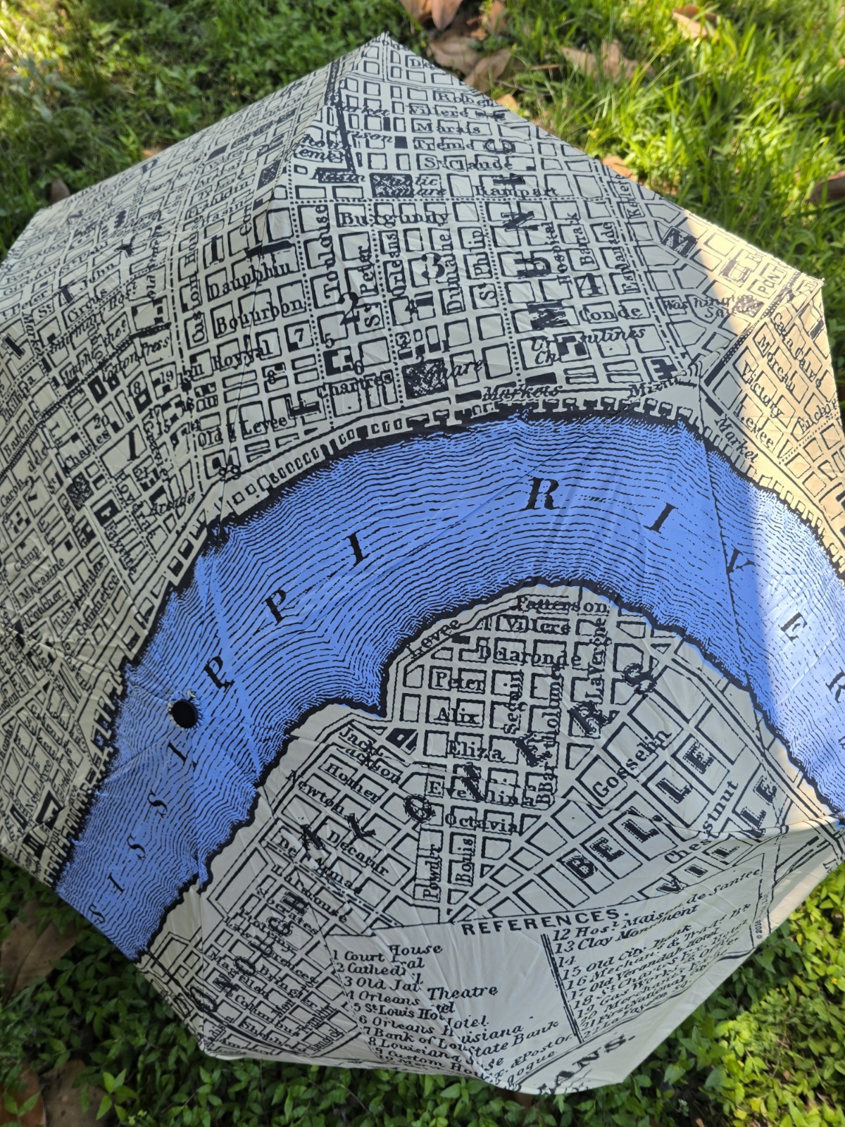 NWOT MAP OF NEW ORLEANS FOLDING UMBRELLA - ANTIQUE LOOKING