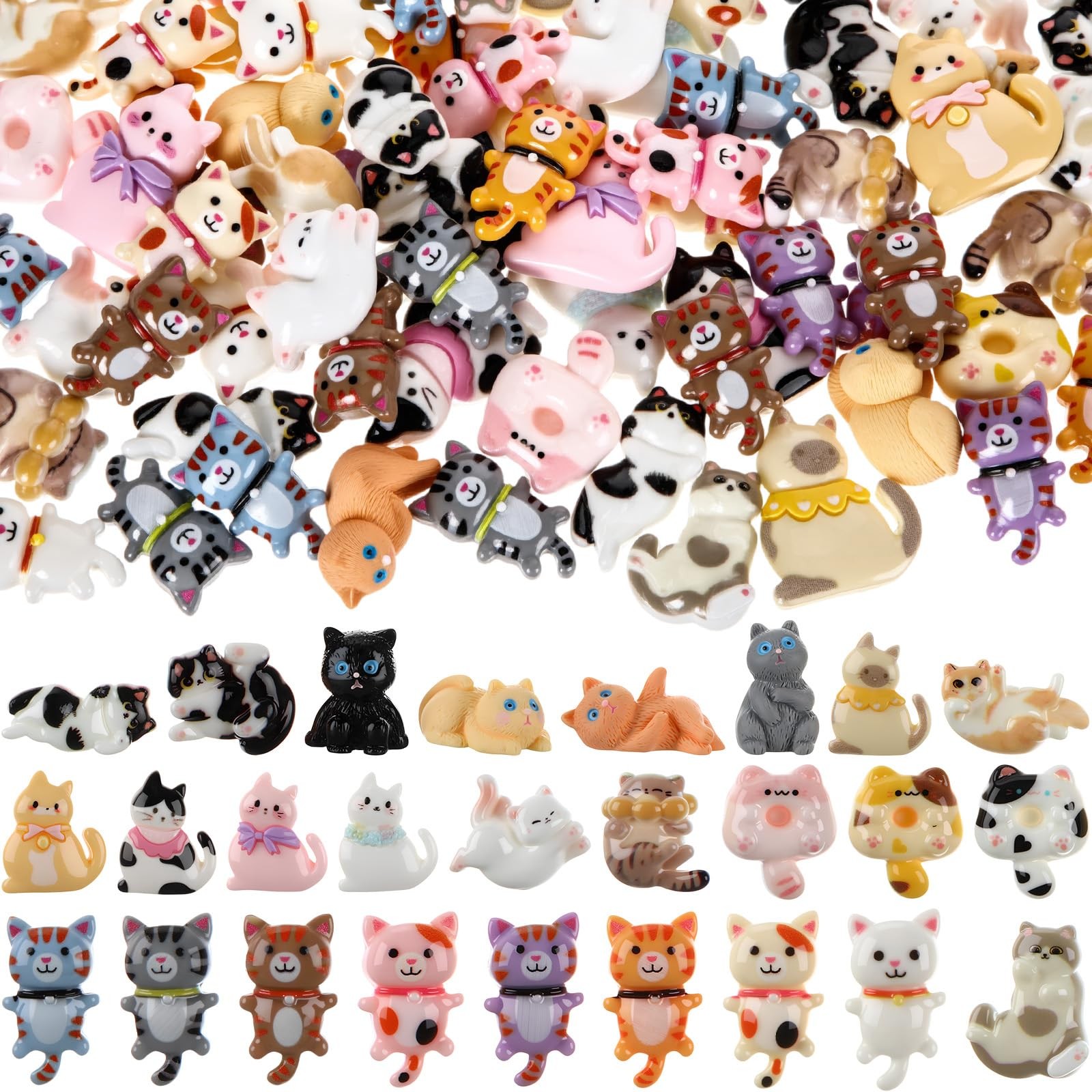 Giegxin 40 Pcs Cat Resin Charm Adorable Little Cat Miniature Figures Animal F...