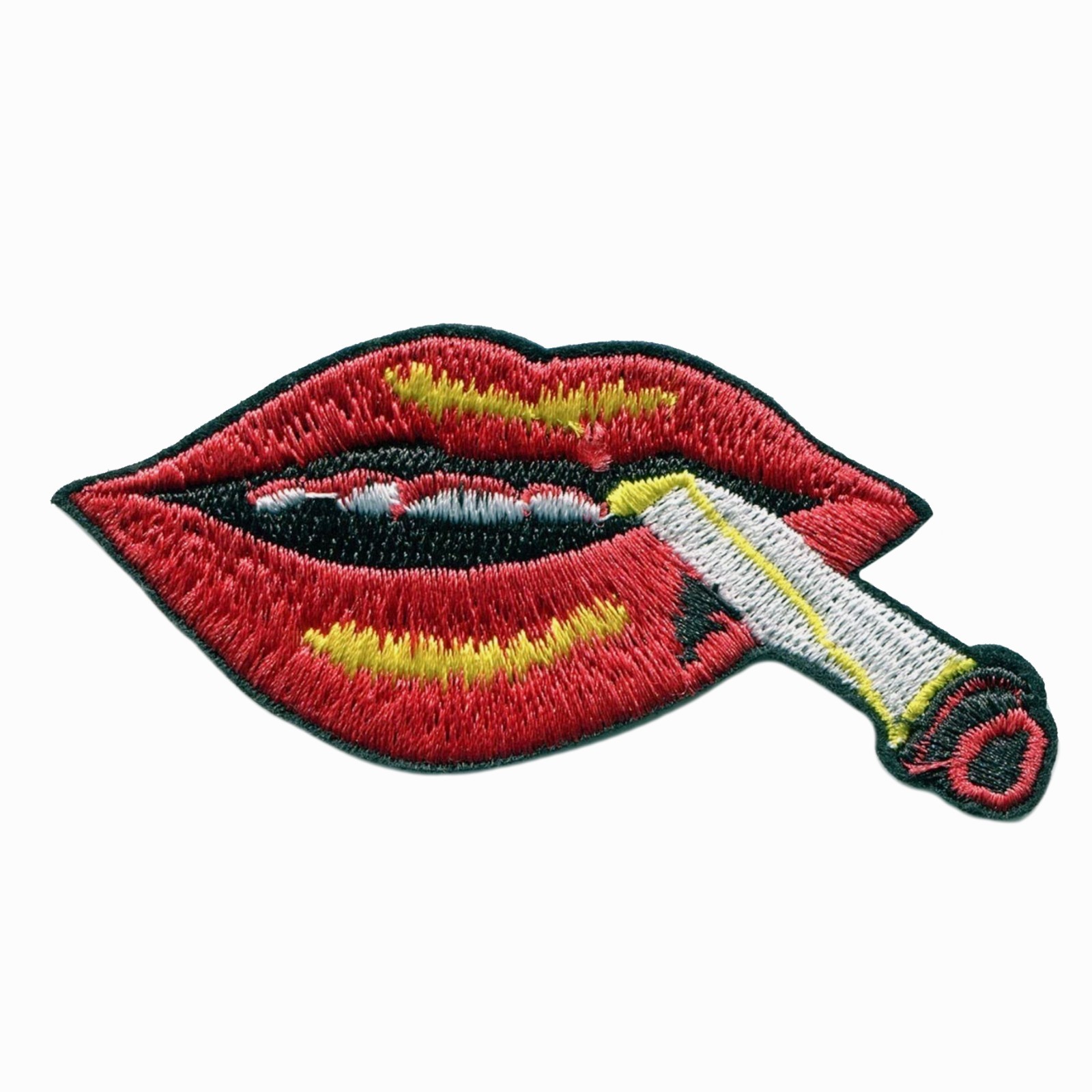 Retro Smoking Lips Embroidered Iron On Patch – Vintage Pin Up Style Patch