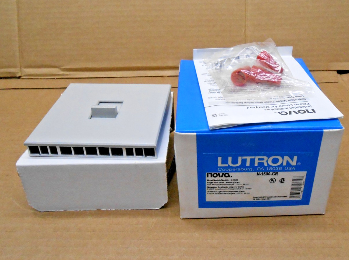 NEW LUTRON N-1500-GR SINGLE POLE SLIDE DIMMER SWITCH GRAY 120VAC (6 AVAILABLE)