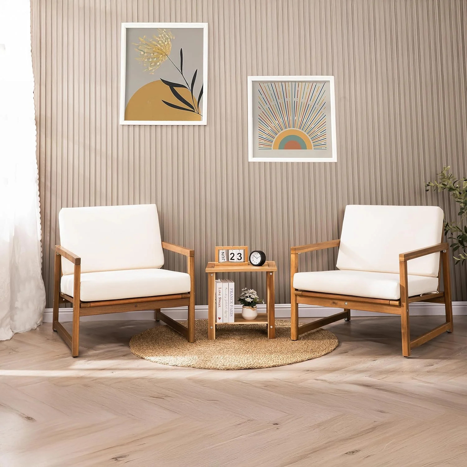 Double Adirondack Side Table, Weather-Resistant Rectangular End Table US Stock