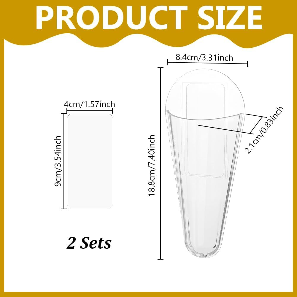 2Pack Clear Plastic Scissor Holder Wall Mounted Transparent Adhesive Storage ...
