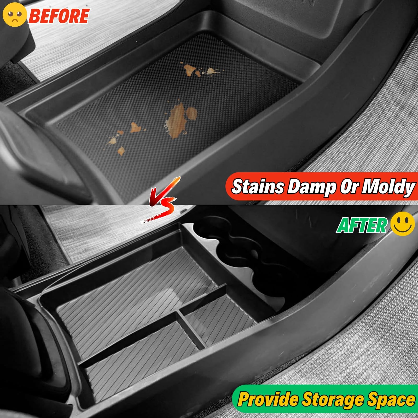 Lower Center Console Organizer Tray with Cup Holder/Armrest Organizer Storage...