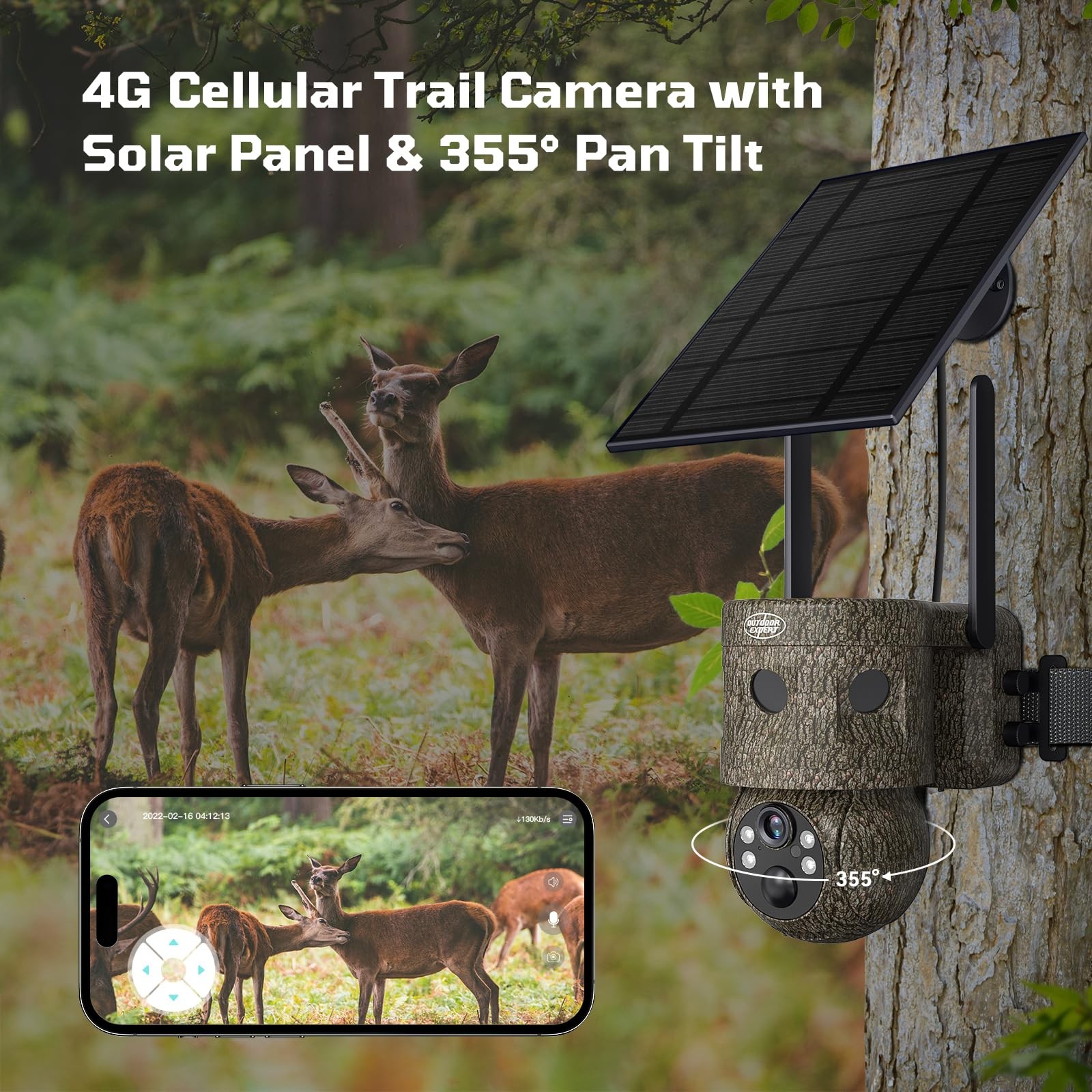 OUTDOOR EXPERT 4G LTE Cellular Trail Camera 180°Automatic Intrusion...