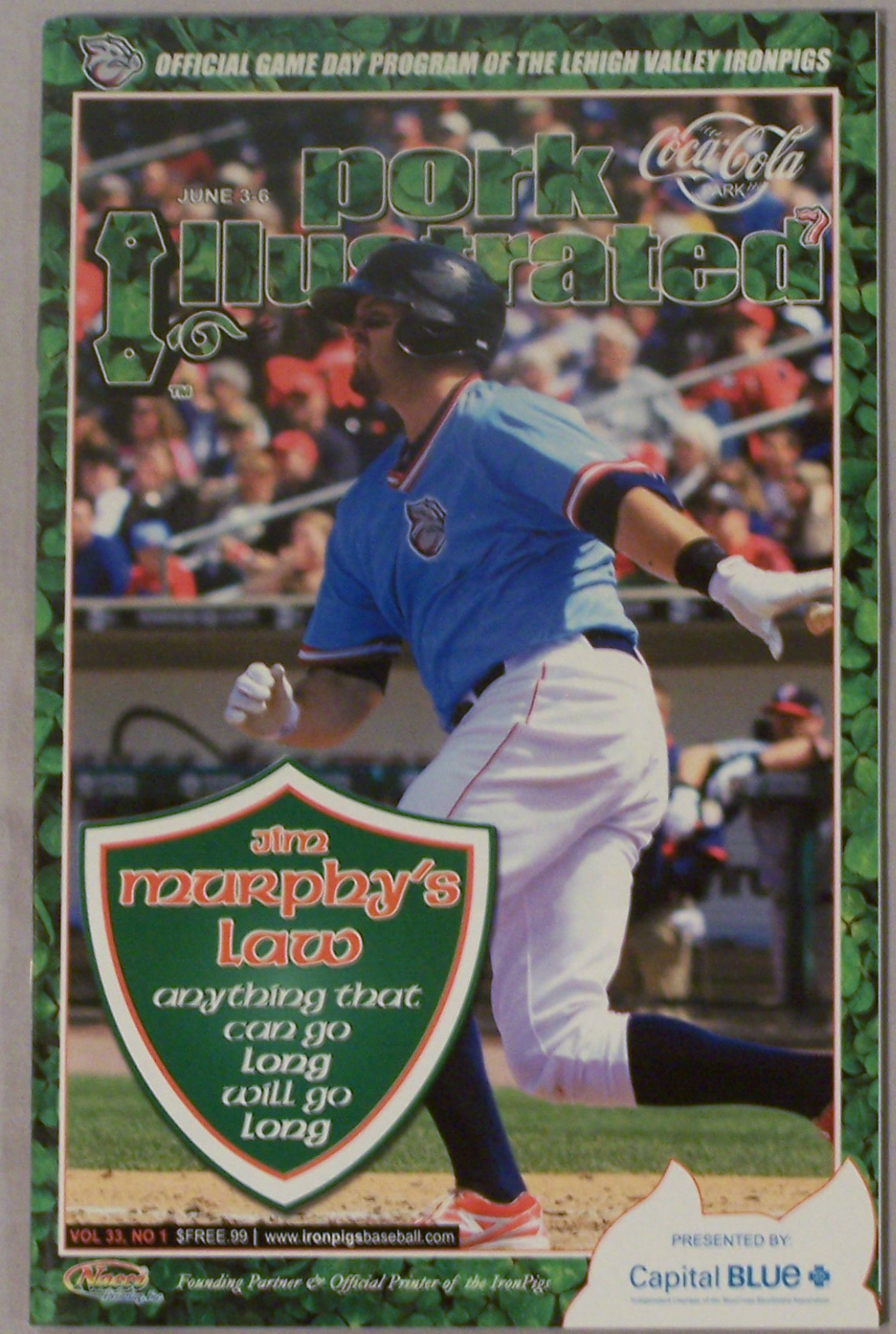 Lehigh Valley Ironpigs Program Pork Illustrated Vol. 33 #1 June 3-6 2014