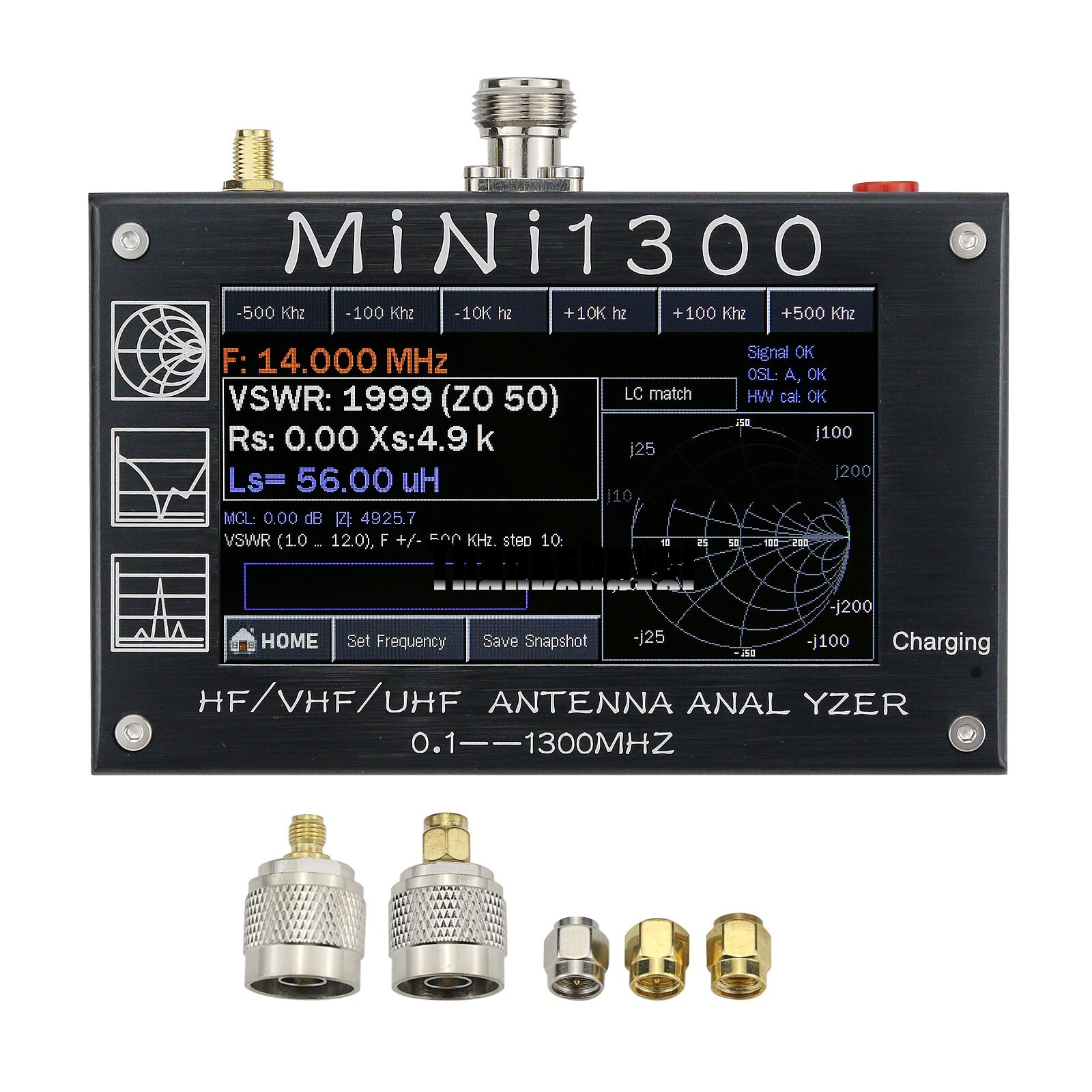 Mini1300 HF/VHF/UHF Antenna Analyzer 0.1-1300MHz+TFT LCD Touch Screen+Shell